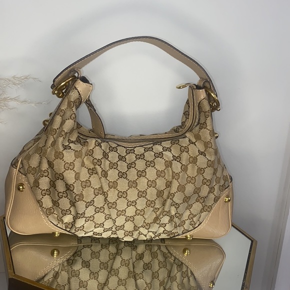 Gucci Beige GG Canvas Medium Jockey Hobo Bag - Picture 4 of 9